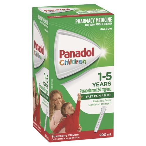 Panadol Children 1-5 Years Suspension Fever & Pain Relief Strawberry Flavour 200ml