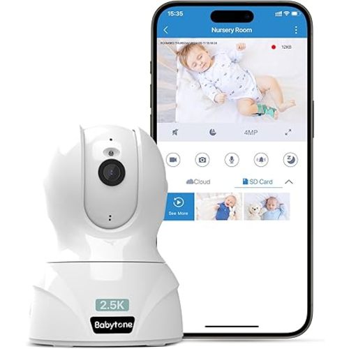 Babytone Smart Baby Monitor 2.5K Cam, Video Baby Monitor with Camera and Audio, Cry/Motion Detection, Two-Way Audio and HD Night Vision with Free APP (Syncs with Babytone Sleep Sock)