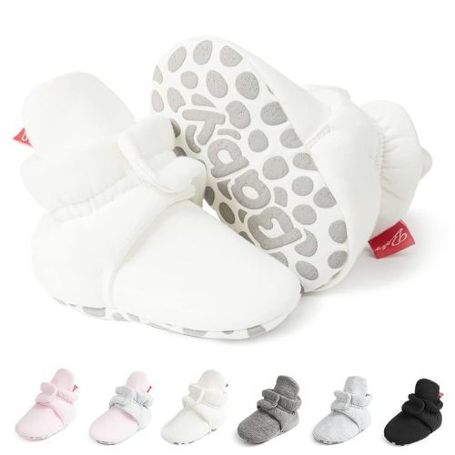 Meckior Infant Baby Boys Girls Cotton Booties Winter Fleece Warm Cozy Socks Soft Bottom Newborn Toddler First Walkers Crib Shoes with Grippers