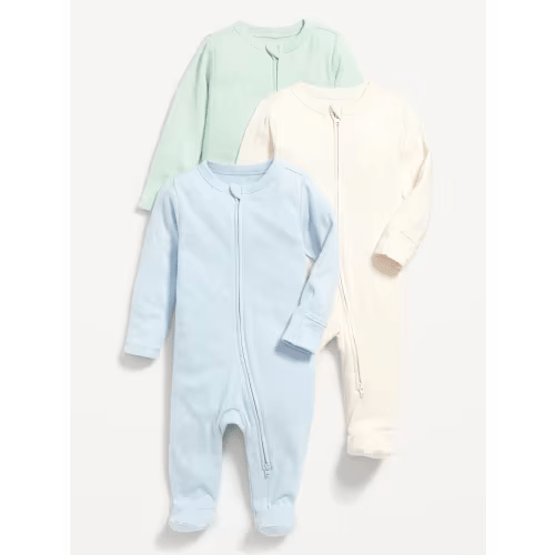 Unisex 3-Pack Sleep & Play 2-Way-Zip Footed One-Piece for Baby | Old Navy