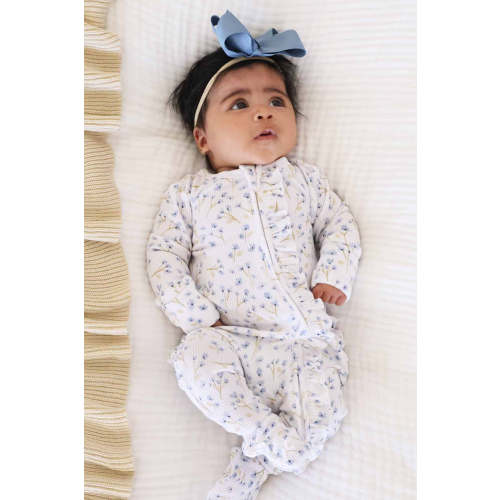 Blake's Blooms Bamboo Waffle Ruffle Zipper Footie