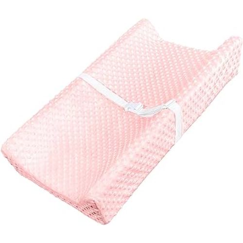 YENING Baby Diaper Changing Pad Cover for Girls Wipeable Covers Soft Minky Dots Changing Table Pads Sheets 31" x 16" Pink