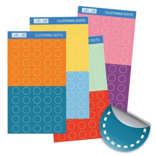 Clothing Labels, Color Coded Dots, Stick-On Dots, 200pcs, 8 Colors, 25 of Each Color for Clothes & Laundry Organization, Round Stickers, for Kids, Washer & Dryer Safe