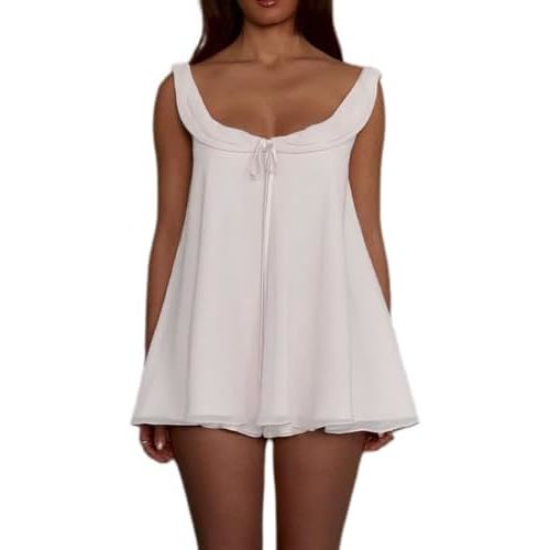 Seyurigaoka Ruffle Pajamas for Women Set 2 Piece Baby Doll Tank Top Micro Shorts Bridesmaid Bridal Pajamas Matching Pj Sets