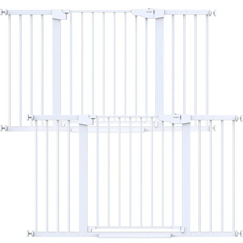 Cumbor 2 Pack 29.7-54.2" Baby Gate for Stairs, Mom's Choice Awards Winner-Auto Close Dog Gate for Doorways, Easy Install Pressure Mounted Pet Gate Indoor, Wide Safety Gate for Dog, White