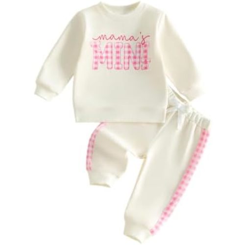 PUHHAPIEY Toddler Baby Girl Outfit Mamas Mini Sweatshirt Pants Matching Set