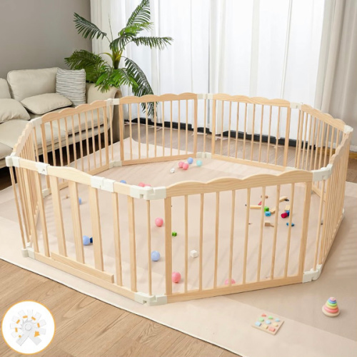 Amazon.com: Wooden Baby Playpen 69x69 Inch Foldable Toddler Fence with Safety Lock | HUTOCADA Extra Large Natural Wood Foldable Baby Playpen for Babies and Toddlers 8 Panels
