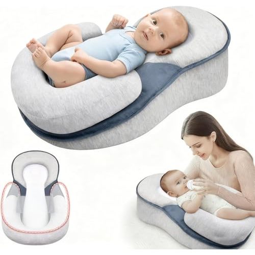 Baby Lounger Pillow for Infant Support Cushion Reflux Breastfeeding Pillow, Bottle Feeding, Tummy Time, Adjustable Baby Wedge Lounger Pillow for Reducing Spit-Up