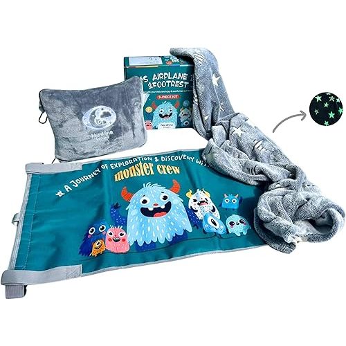 Kids Airplane Bed & Footrest 3-in-1 Kit |Baby Travel Essential |Kids Travel Essentials |Long Flight Must Haves |Bed for Toddlers 1-3 |Toddler Must Haves | Best Airplane Gadgets