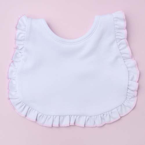 Essentials White Bib with Pink Ruffle