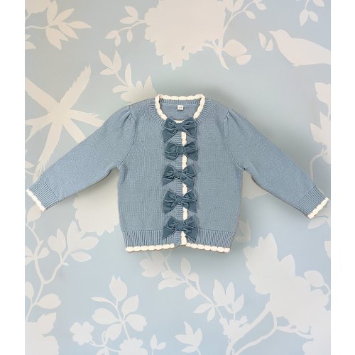 Edgehill Collection x The Broke Brooke Baby Girls Carlisle Velvet Bow Cardigan