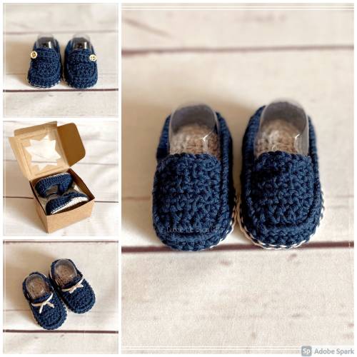 Crochet Baby Loafers: Cotton Newborn Booties, Coming Home Outfit