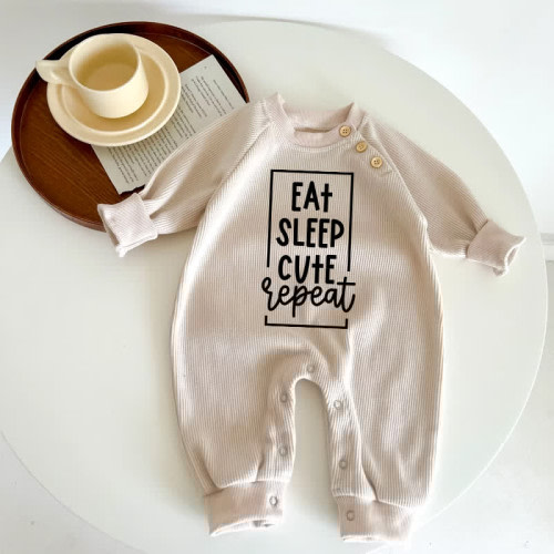 EAT SLEEP CUTE REPEAT Baby Apricot Romper