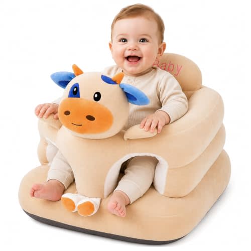 vocheer Sit Me Up Floor Seat for Baby, Infant Sitting Up Support Sofa Chair | Baby Floor Seat for 3-24 Months Girls and Boys, Chair for Learning to Sit, PP Cotton Filling, Plush Animal Shaped, Cow