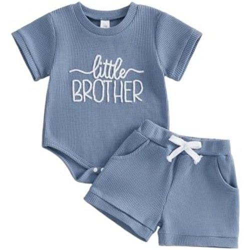 Tsultryofs Baby Boy Summer Clothes Newborn Infant Outfit Letter Embroidery Print Short Sleeve Romper with Shorts 2Pcs Set
