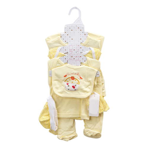 Splozh Layette Gift Set Baby Layette Gift Set for Girls 8 Piece Jumpsuit+Top+Pant+Bib+Hat+Socks New Born Girl Gift Set Baby Clothes Must Haves Yellow,0-3 Months