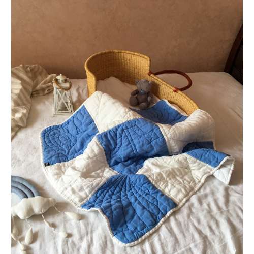 Child Comfy linen quilt, Personalization, Stonewashed Linen, Child Linen Blanket Natural Flax, Quilt Patchwork Square Baby Bed, Newborn