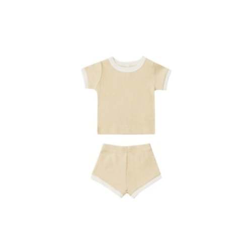 Quincy Mae - QM QM BKBC - Waffle Shortie Set || Lemon - Gus and Ruby Letterpress