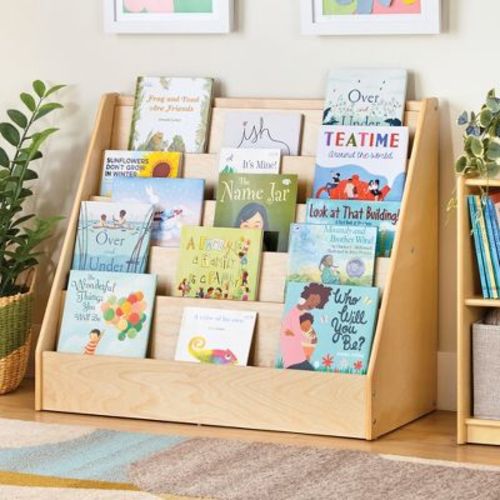 Guidecraft EdQ Book Display for Kids: Wooden Montessori Bookshelf | 5-Tier Kids Bookcase for Preschool, Playroom, Nursery, Classroom Furniture