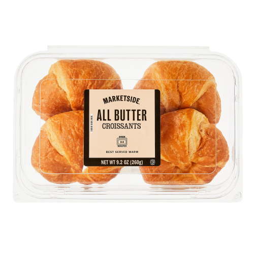 Marketside All Butter Croissants, 9.17 oz, 4 Count Flaky Airy Buttery Pastries