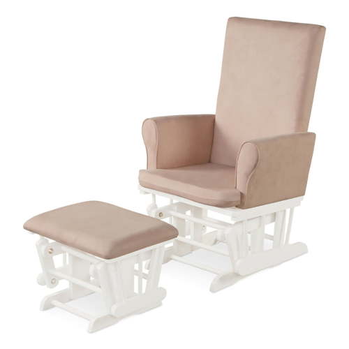 GVN Baby Nursery Relax Rocker Rocking Chair Glider and Ottoman Cushion Set-Pink