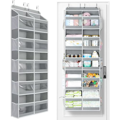 Yecaye 5-Tier Over The Door Organizer Dual-Column, 80lbs Load Over The Door Storage of 10 Compartments, Heavy Duty Door Organizer Hanging for Bedroom Closet Dorm Bathroom Pantry, Grey 1 Pack