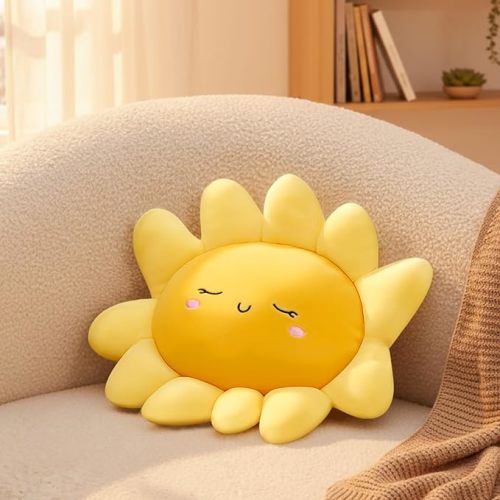 1 Pcs Sun Pillow Plush Sofa Cushion Cute Stuffed Sun Shaped Floor Pillow Car Throw Soft Toy for Kids Women Girls Bed Home Decoration (13.7 Inch)