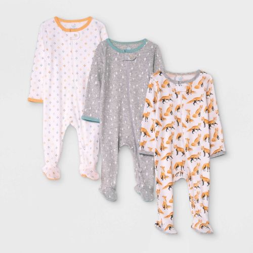 Baby Boys' 3pk Fox Sleep N' Play - Cloud Island™ Orange
