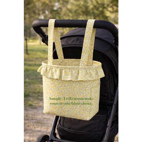 Custom Stroller Bag, Drawstring Closure, Personalized Monogram Organizer