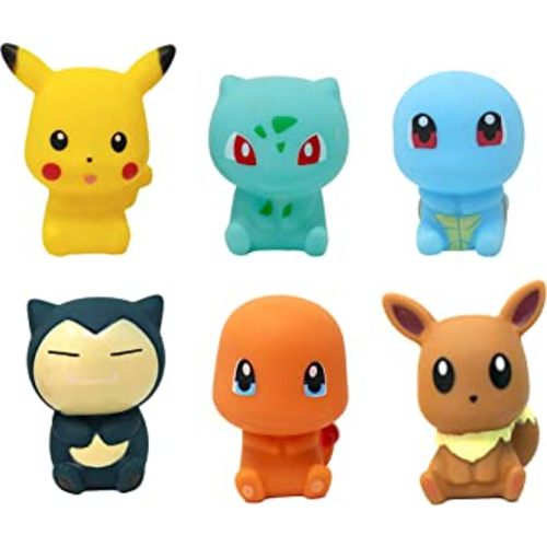 Pọkémọn Squeaking Bath Toy Bundle (Pikachu, Bulbasaur, Squirtle, Snorlax, Charmander, and Eevee)