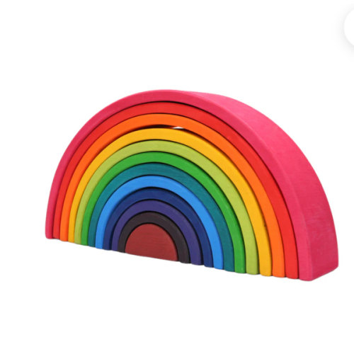 12 Pcs Large Wooden Rainbow Stacking Blocks In Primary Colors