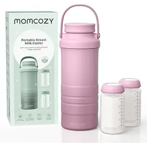 Momcozy 22oz Portable Breast Milk Cooler for Outdoor, Life Saver with 360° Total Cooling for 24 Hours, Larger Capacity Travel Breastmilk Chiller with 2pcs Baby Bottles for Breastmilk Storage