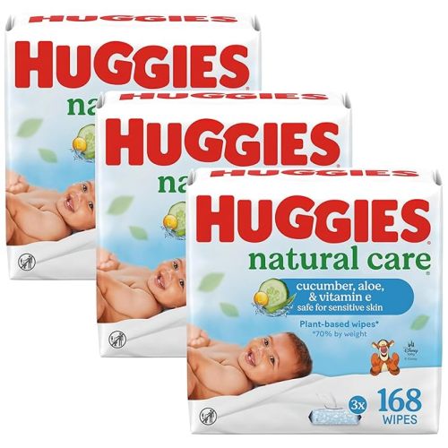 Huggies Natural Care Cucumber, Aloe and Vitamin E Baby Wipes, Hypoallergenic, Scented, 15 Flip-Top Packs (960 Wipes Total), Packaging May Vary