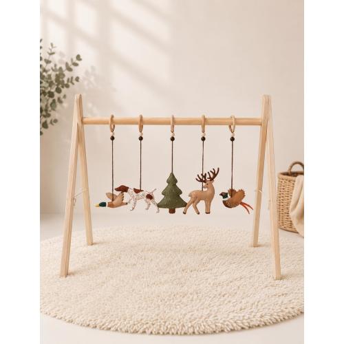Woodland Baby Gym Decorations – Felt Forest Animals, Custom Dog