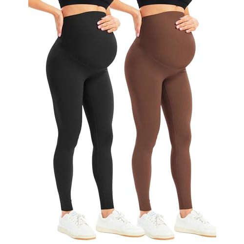 BONVIGOR Women's Maternity Leggings Over The Belly Bump Workout Full Length Leggings Running Active Yoga Pants