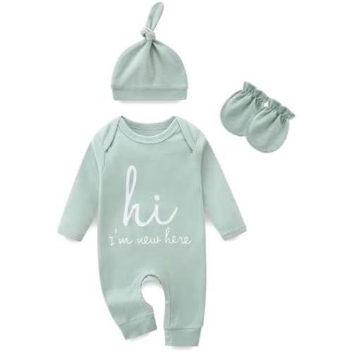 Baby Romper Newborn Onesie Hi I’m New Here Cotton Long Sleeve Coming Home Outfit