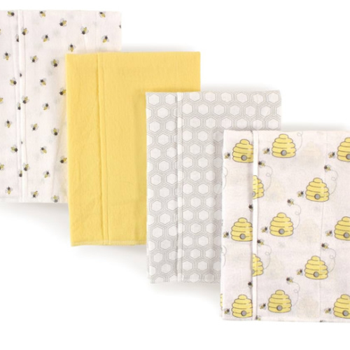 Hudson Baby Unisex Baby Cotton Flannel Burp Cloths, Bee, One Size
