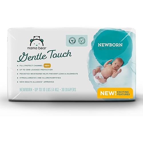 Amazon Brand - Mama Bear Gentle Touch Diapers, Size Newborn, 30 Count