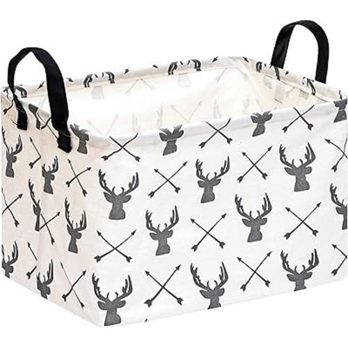 Baby Storage Basket Nursery Box Laundry Hamper Organization Bins for Toys and Clothes with Handles (Deer)