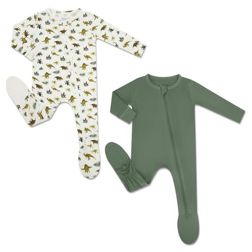 HAPIU Rayon from Bamboo Baby Footed Pajamas, 2 Way Zipper YKK, Footie for Baby Boy Girls, Newborn-24 Months
