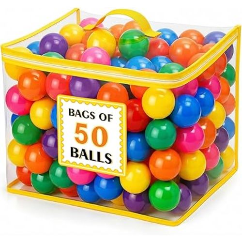 Ball Pit Balls for Toddlers: 50 100 200 Colorful Non-Toxic Balls with BPA-Free, Phthalate-Free, Crush-Resistant Polyethylene Plastic, 2.2 Inches, Perfect Toy for Boys and Girls Play