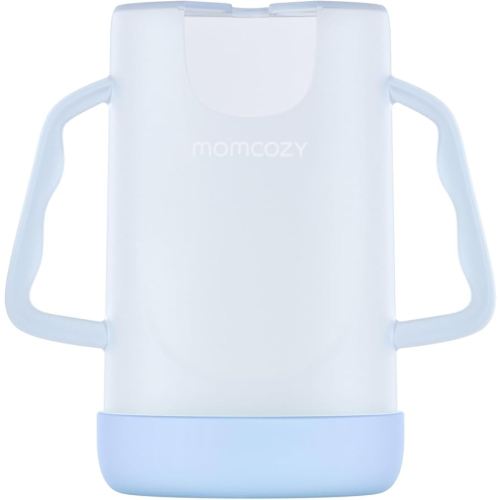 Momcozy Baby Pouch Holder No Squeeze, Baby Food & Juice Box Holder, Mess-Free, Easy Grip for Self-Feeding, BPA-Free & DEHP-Free, Must-Have for Babies, Blue