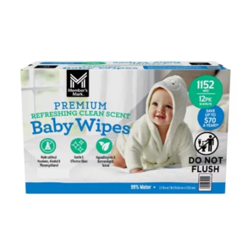Member's Mark Premium Baby Wipes, Refreshing Clean Scent, 12 pk., 1152 Wipes - Sam's Club