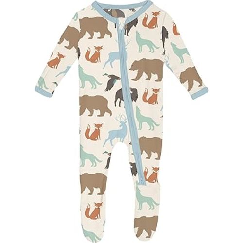 KicKee Footie with 2 Way Zipper in Celebration Prints, One-Piece Boy or Girl Baby Clothes