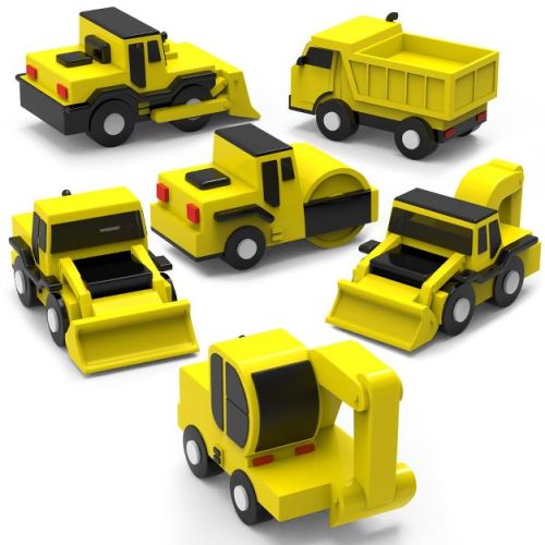 Tub Works Construction Trucks Mold Free Bath Toys, 6 Pack