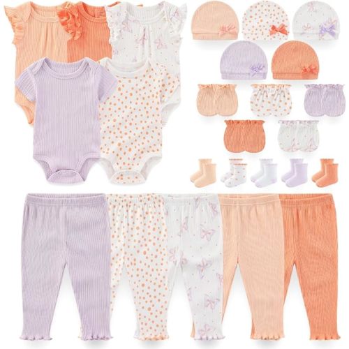 Kiddiezoom Newborn Baby Layette Essentials Giftset Clothing Set Short-Sleeve Bodysuit And Long Pants