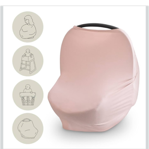 mushie Baby Car Seat Canopy Cover | Breathable & Stretchy Multi Use Cover for Breastfeeding, Nursing, High Chair, Shopping Cart, Strollers (Natural)