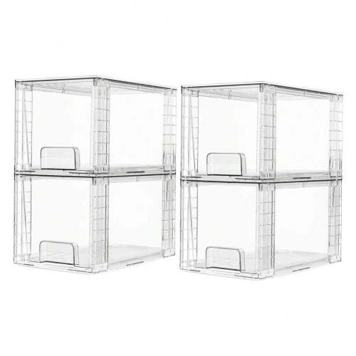 Clear Stackable Plastic Cube Storage Boxes for Home Organizing