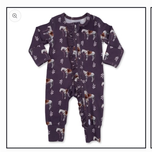 Mauve Ranch Horse -Ruffled- Jammies – Cowkid Clothing Company