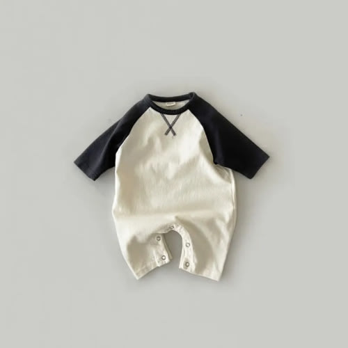Baby Contrast Color Raglan Romper